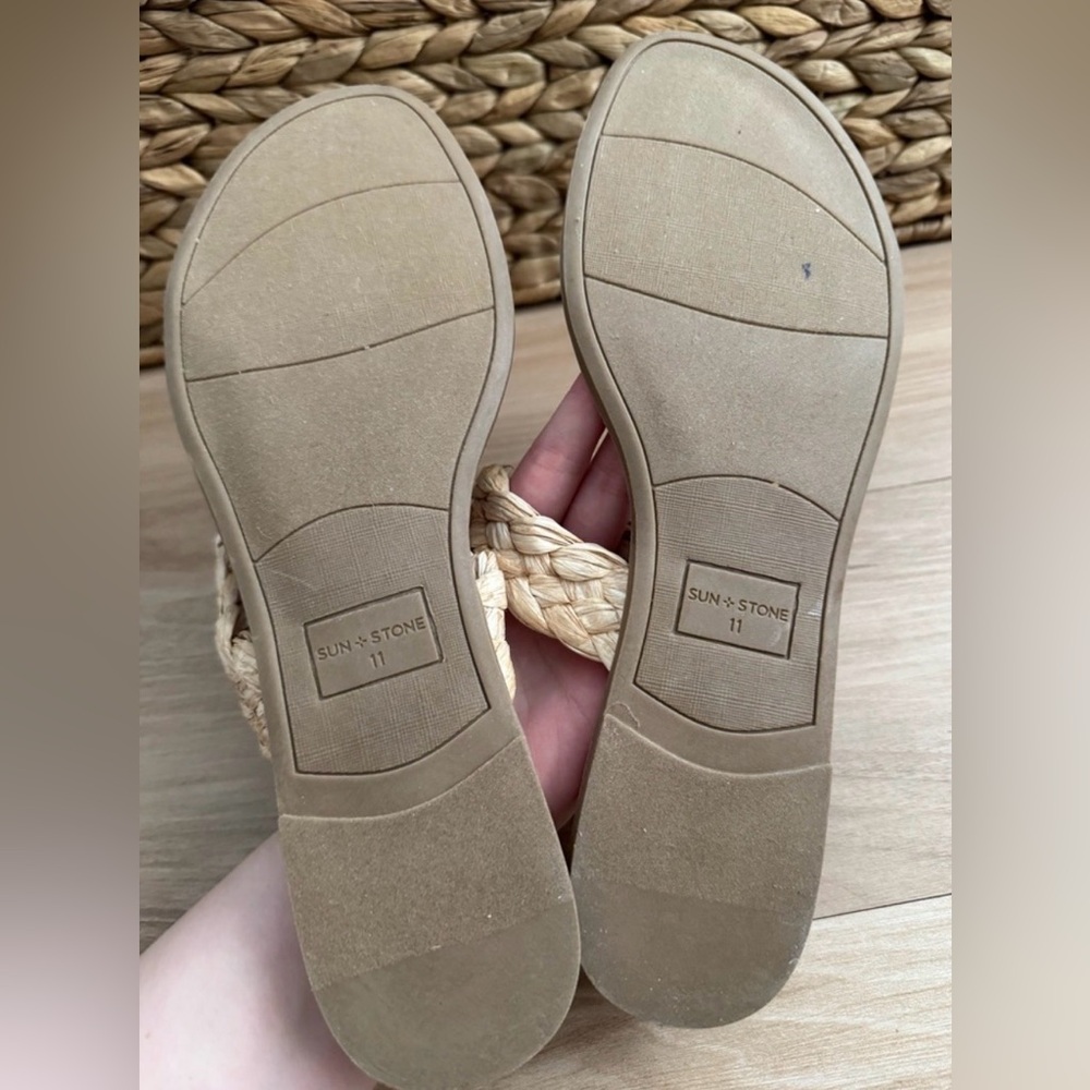 Sun + Stone Women's Braided Cream Sandals - Picture 3 of 6